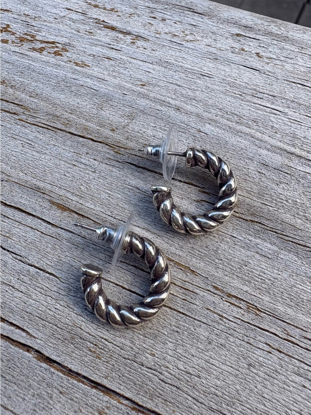 Brighton Twisted Silver Hoop Earrings